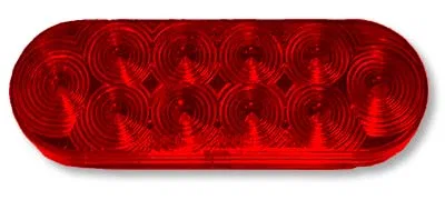 J-66-R – JAMMY Trailer Light, Stop/Turn/Tail/ Backup Light LED Oval Red Lens 6 Inch 10 Diode Configuration